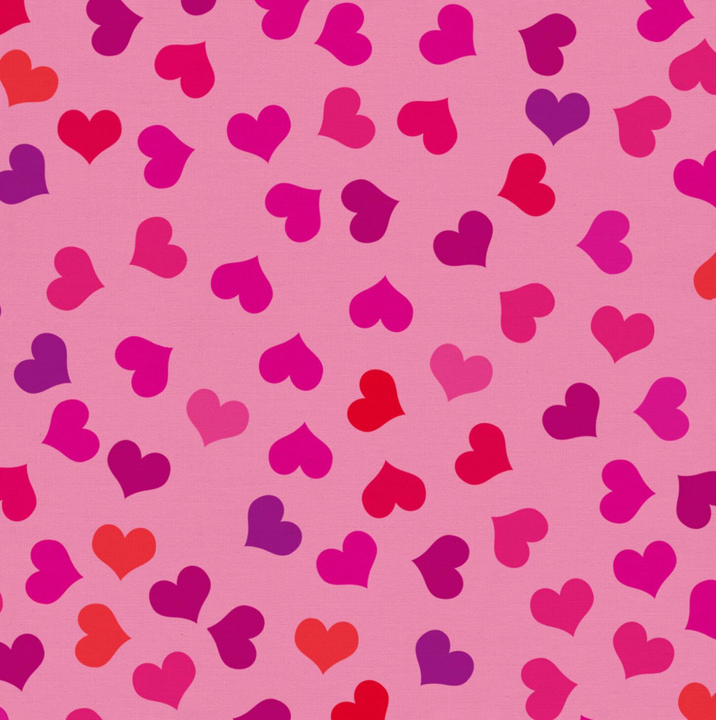 Sewing Fabric - Colourful Hearts on Yellow